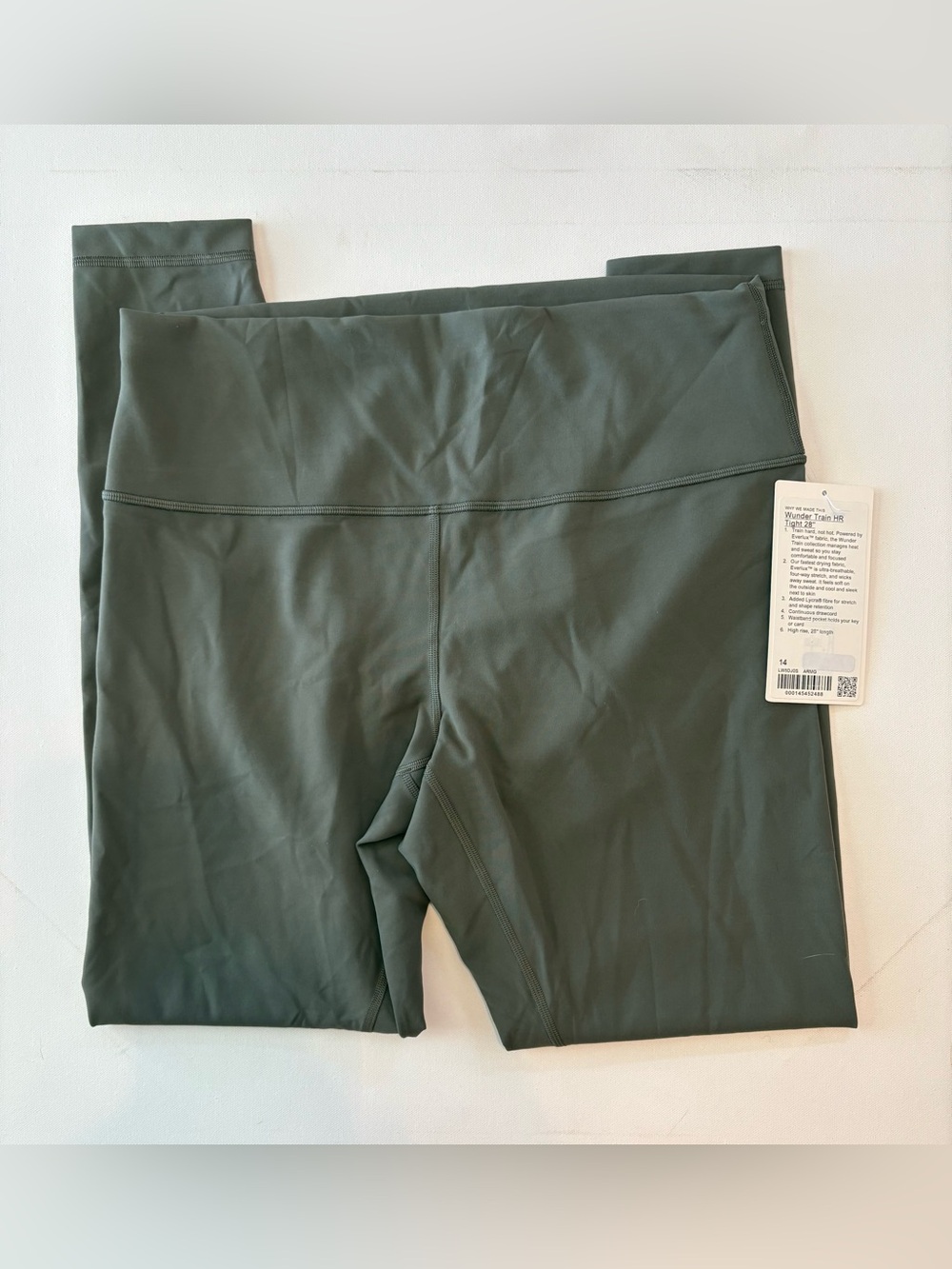 NWT Lululemon Wunder Train HR Tight 28" in Army Green Size 14